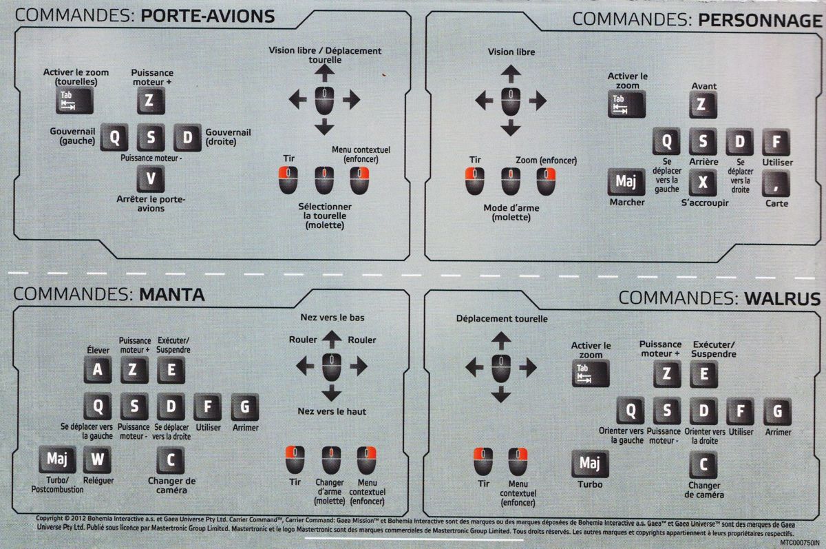 Reference Card for Carrier Command: Gaea Mission (Windows): Back (2-folded)