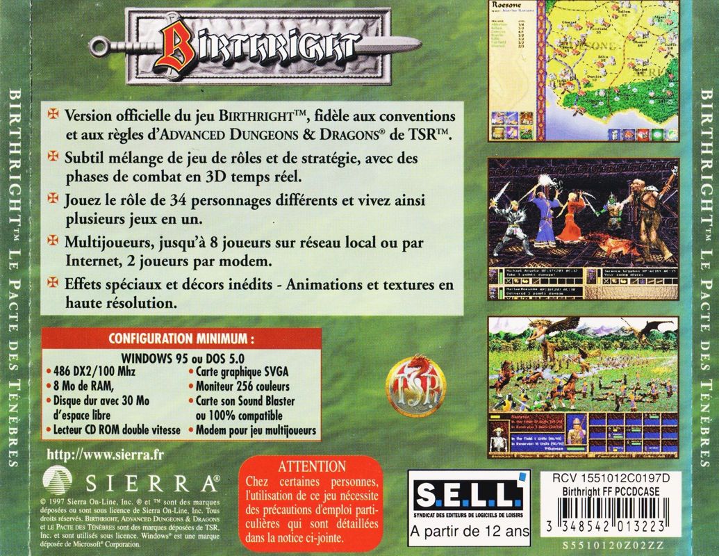 Other for Birthright: The Gorgon's Alliance (DOS and Windows): Jewel Case Back - Full Cover