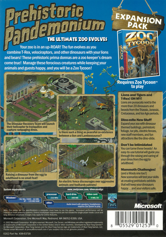 Back Cover for Zoo Tycoon: Dinosaur Digs (Windows)