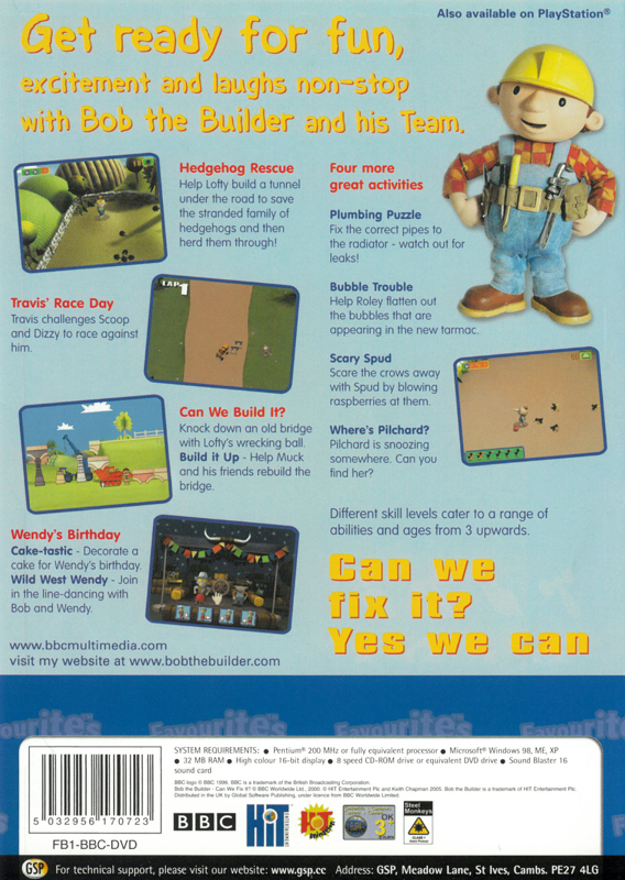 Back Cover for Bob the Builder: Can We Fix It? (Windows)