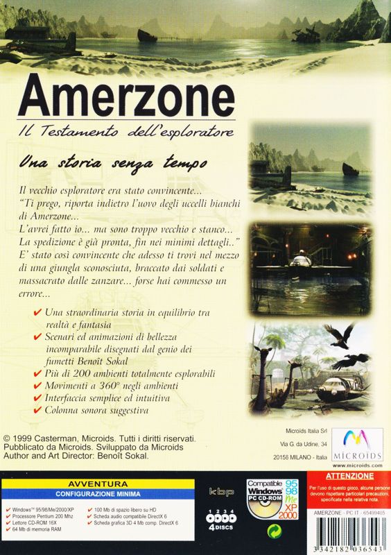 Back Cover for Amerzone: The Explorer's Legacy (Windows) (Re-release)