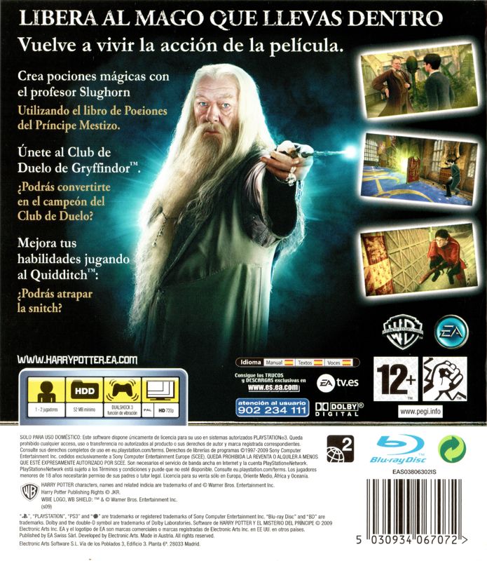 Back Cover for Harry Potter and the Half-Blood Prince (PlayStation 3)