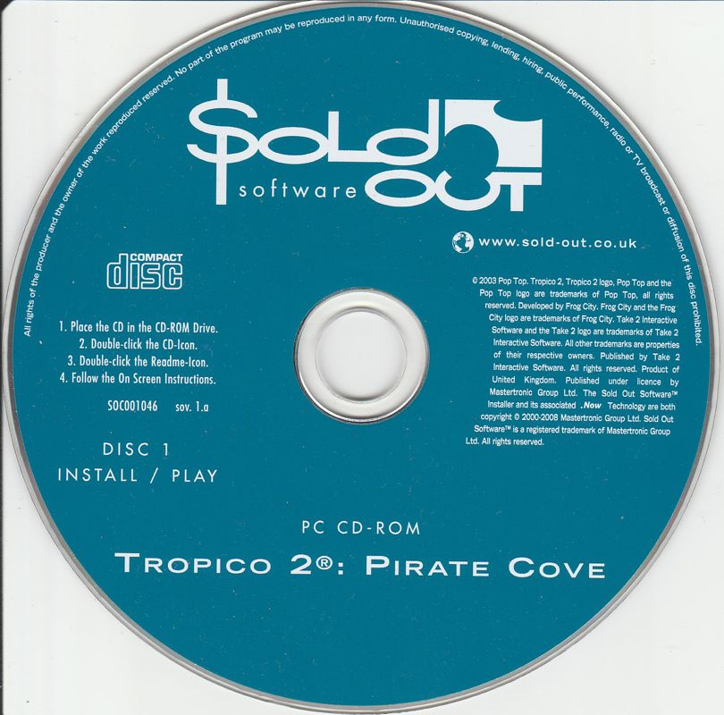 Media for Tropico 2: Pirate Cove (Windows) (Sold Out Software release): Disc 1 - Install/Play