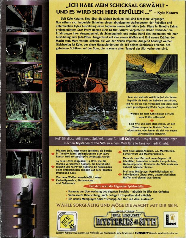 Back Cover for Star Wars: Jedi Knight - Bundle (Windows) (Two boxes release): Mysteries of the Sith
