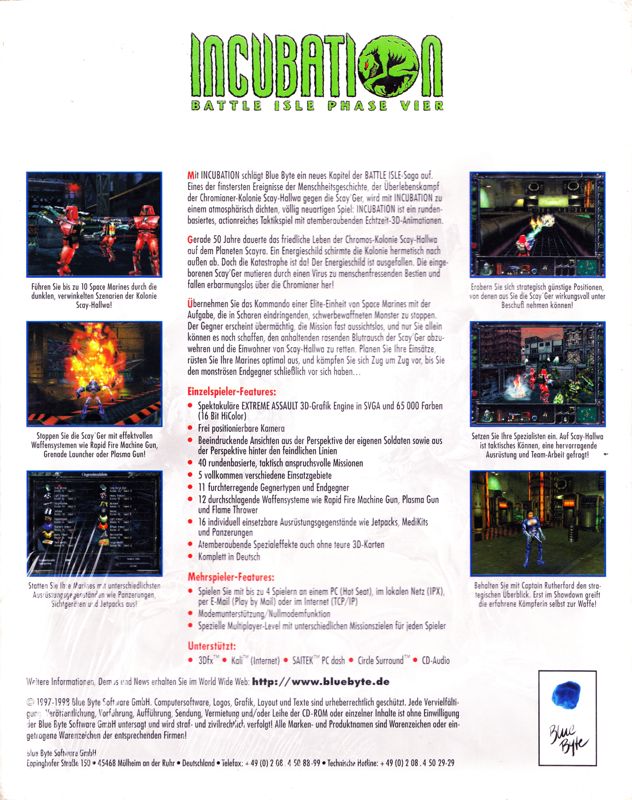 Back Cover for Incubation: Time is Running Out (Windows) (Blue Byte Classics release)