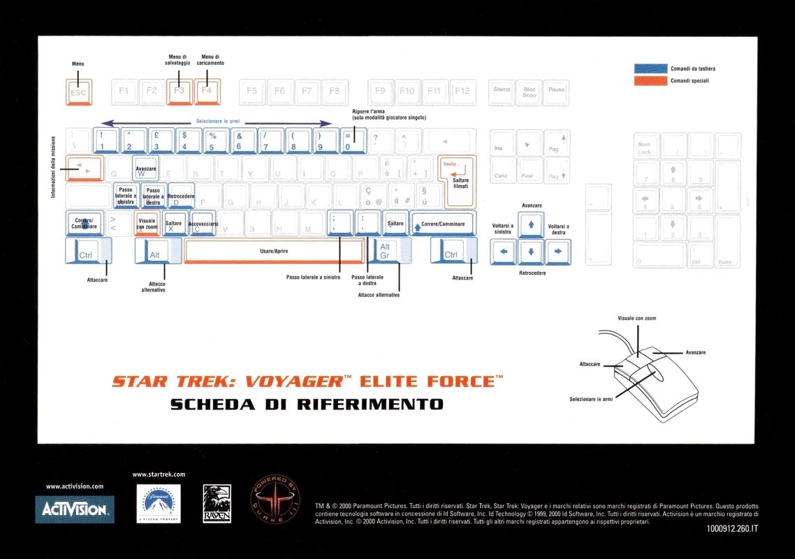 Manual for Star Trek: Voyager - Elite Force (Windows): Back - Reference Card