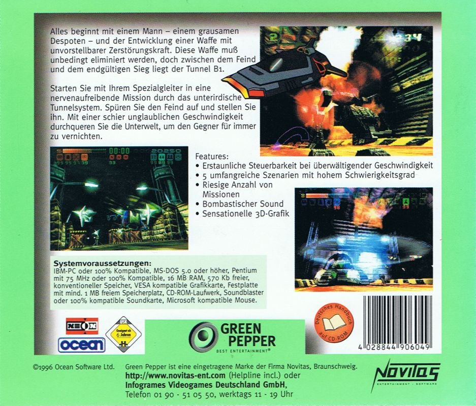 Back Cover for Tunnel B1 (DOS) (Green Pepper release (#56))