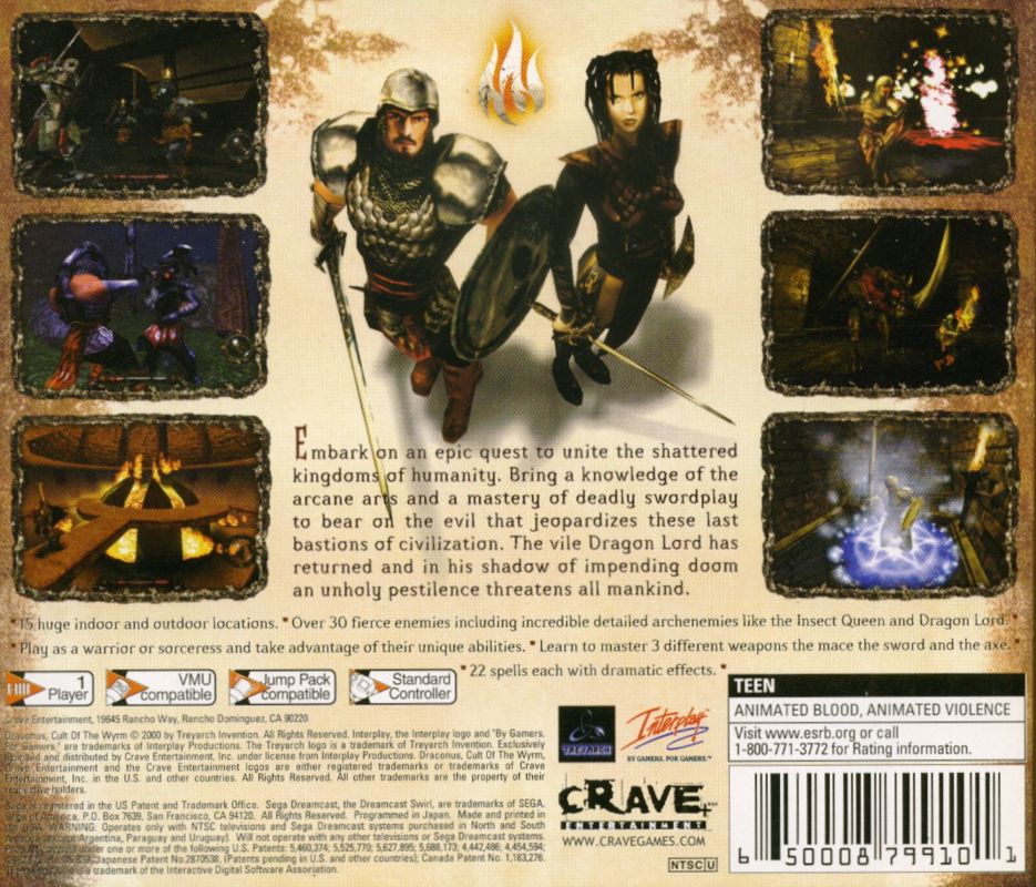 Back Cover for Draconus: Cult of the Wyrm (Dreamcast)