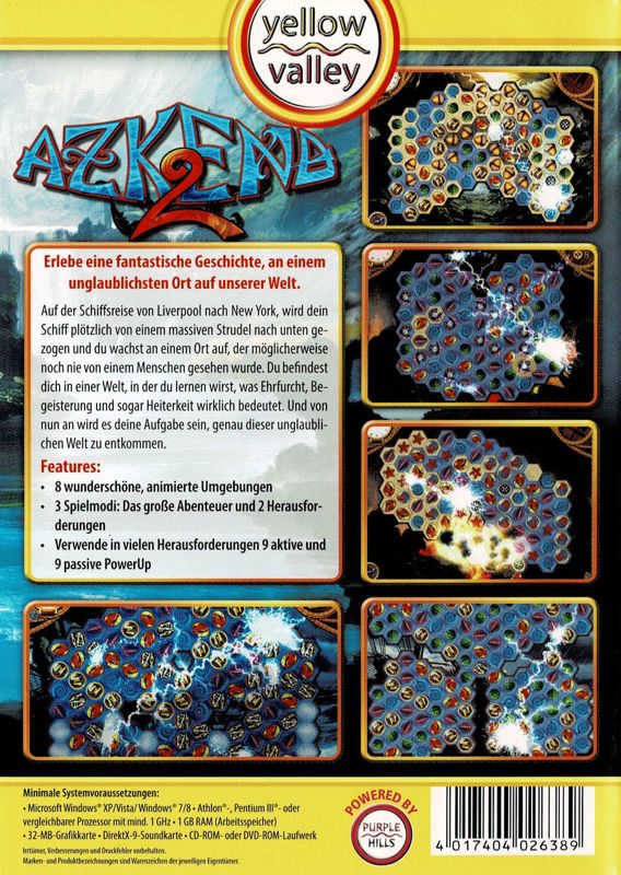 Back Cover for Azkend 2: The World Beneath (Windows) (Yellow Valley release)
