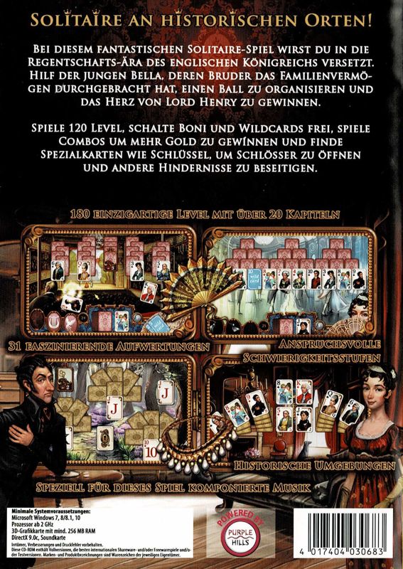 Back Cover for Regency Solitaire (Windows) (Yellow Valley release)