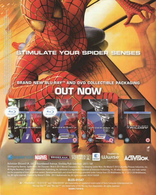 Manual for The Amazing Spider-Man (PlayStation 3): Back