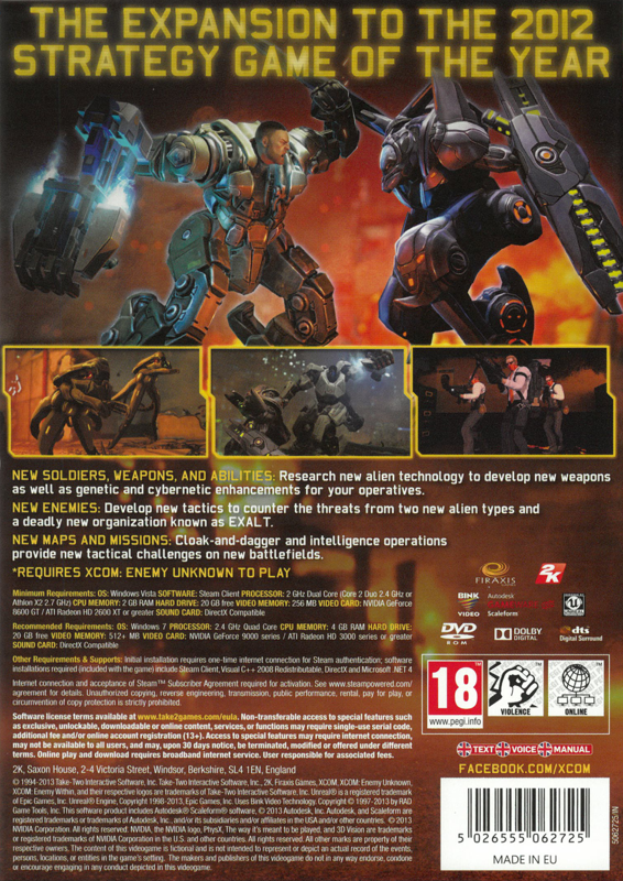 Back Cover for XCOM: Enemy Within (Windows)