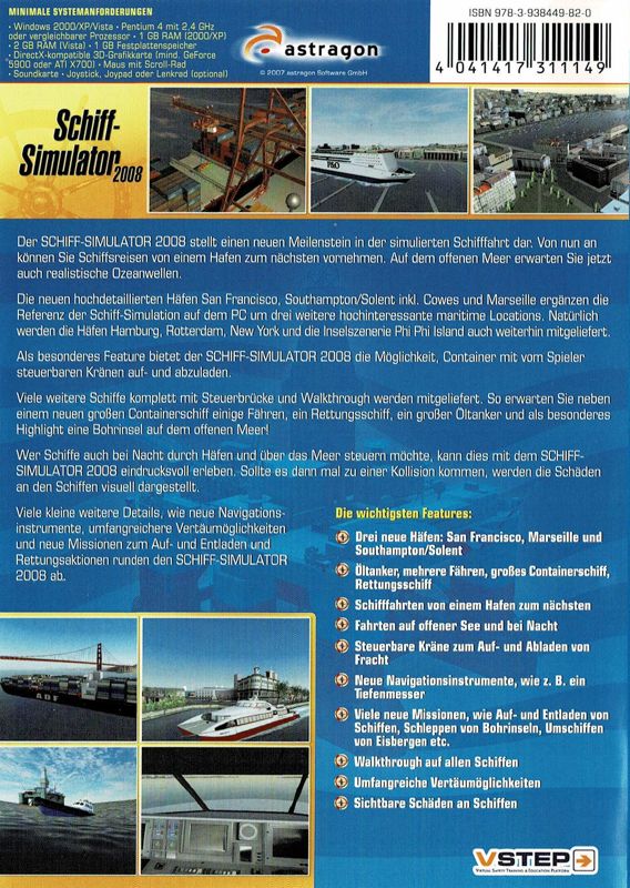 Back Cover for Ship Simulator 2008 (Windows)