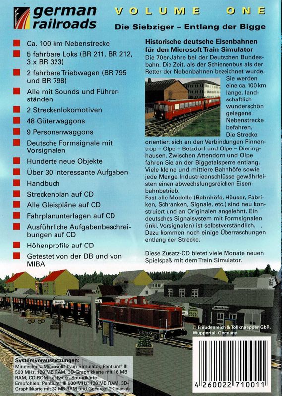 Back Cover for Microsoft Train Simulator: German Railroads Volume One: The Seventies - Along the Bigge Lake (Windows)