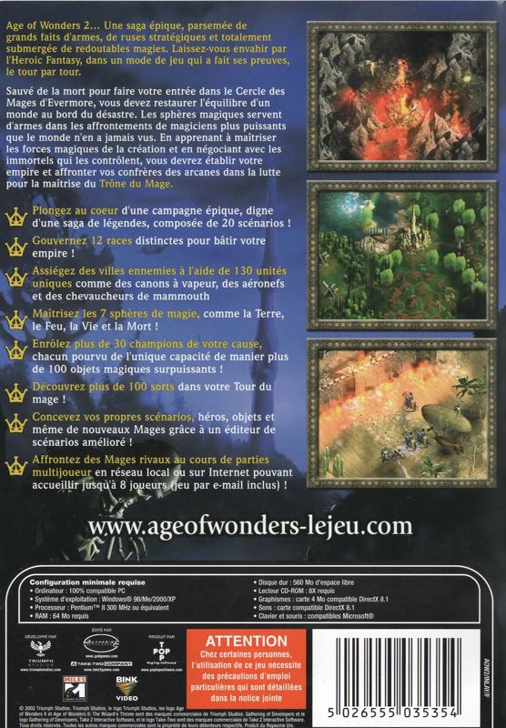 Other for Age of Wonders II: The Wizard's Throne (Windows): Jewel Case - Back