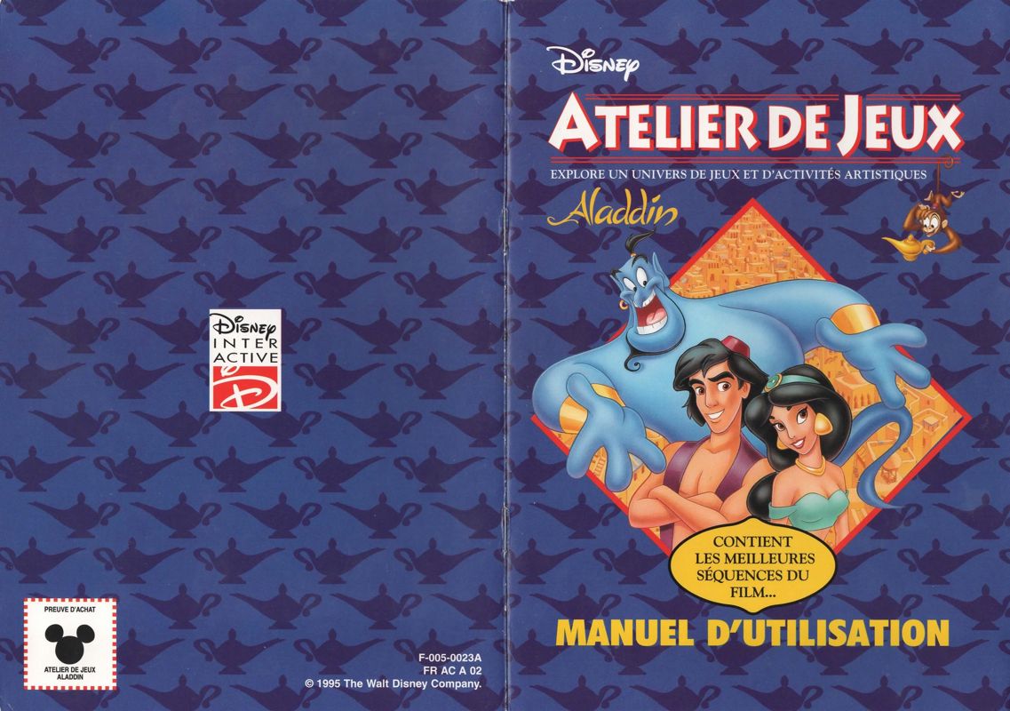 Manual for Disney's Activity Center: Aladdin (Macintosh) (Version 2.0): Full Cover (24-page)