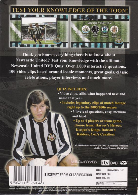 Back Cover for Newcastle United DVD Quiz (DVD Player)