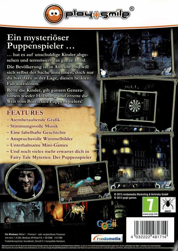 Back Cover for Fairy Tale Mysteries: The Puppet Thief (Windows) (Play+Smile release)