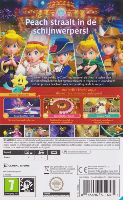 Back Cover for Princess Peach: Showtime! (Nintendo Switch)