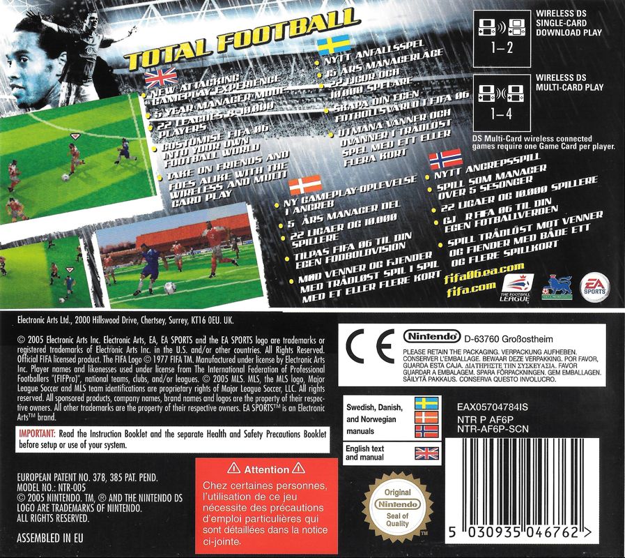 Back Cover for FIFA Soccer 06 (Nintendo DS)