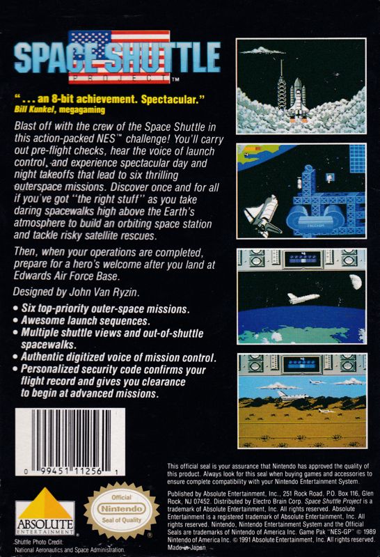 Back Cover for Space Shuttle Project (NES)