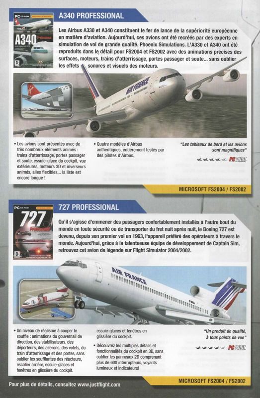 Advertisement for Flying Club (Windows): Just Flight Catalog - Back (8-page/4-folded)
