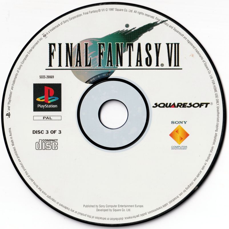 Media for Final Fantasy VII (PlayStation): Disc 3