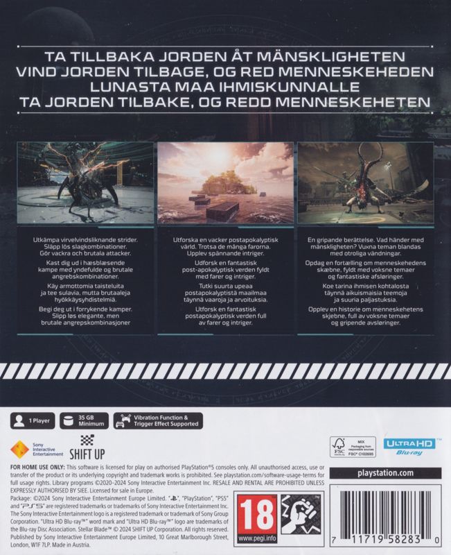 Back Cover for Stellar Blade (PlayStation 5)