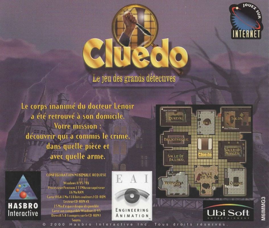 Back Cover for Clue: Murder at Boddy Mansion (Windows) (M6 release)