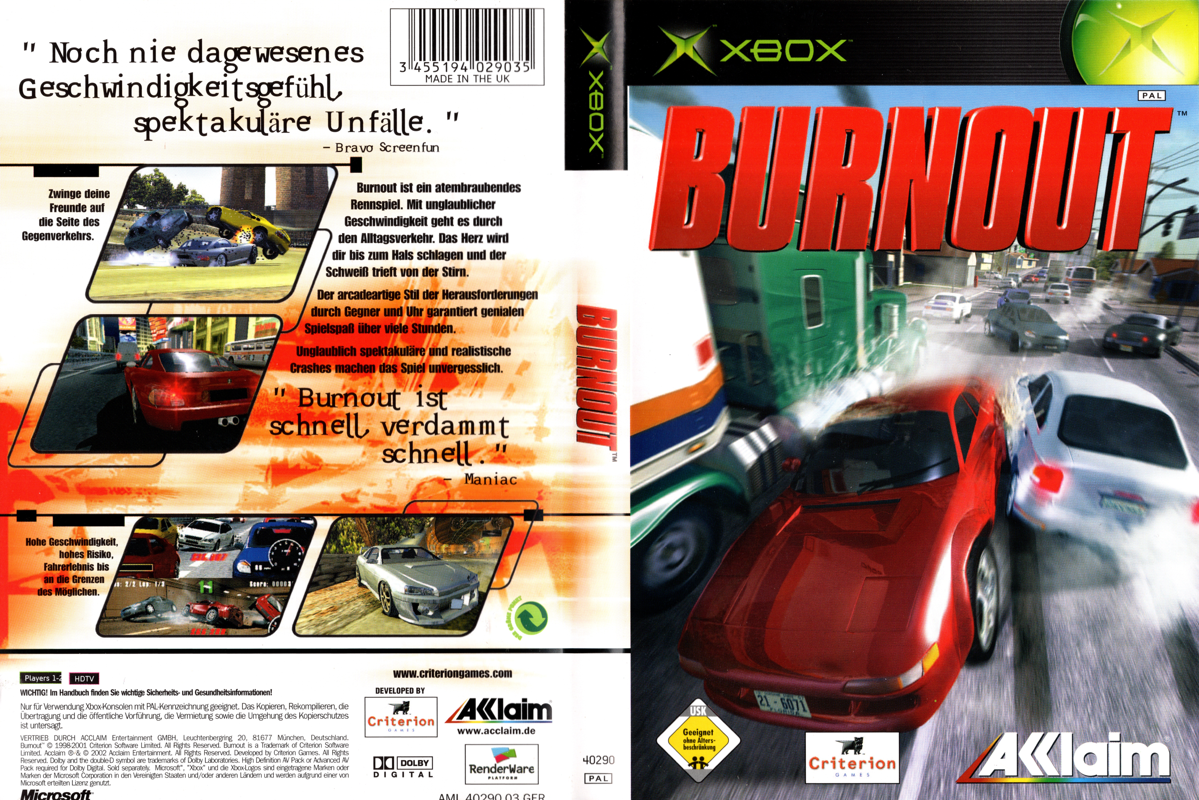 Burnout cover or packaging material - MobyGames