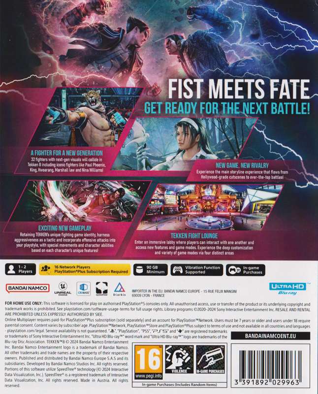 Back Cover for Tekken 8 (PlayStation 5)
