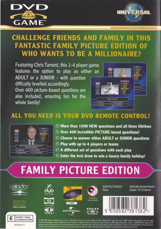 Back Cover for Who Wants to Be a Millionaire?: 3rd Edition (DVD Player)