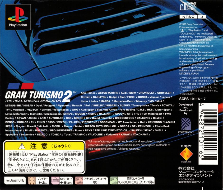 Back Cover for Gran Turismo 2 (PlayStation)