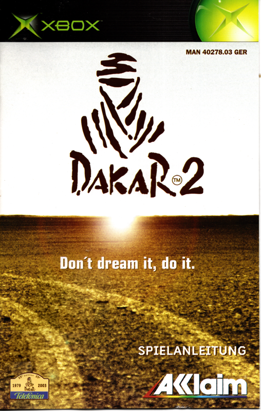 Manual for Dakar 2: The World's Ultimate Rally (Xbox): Front