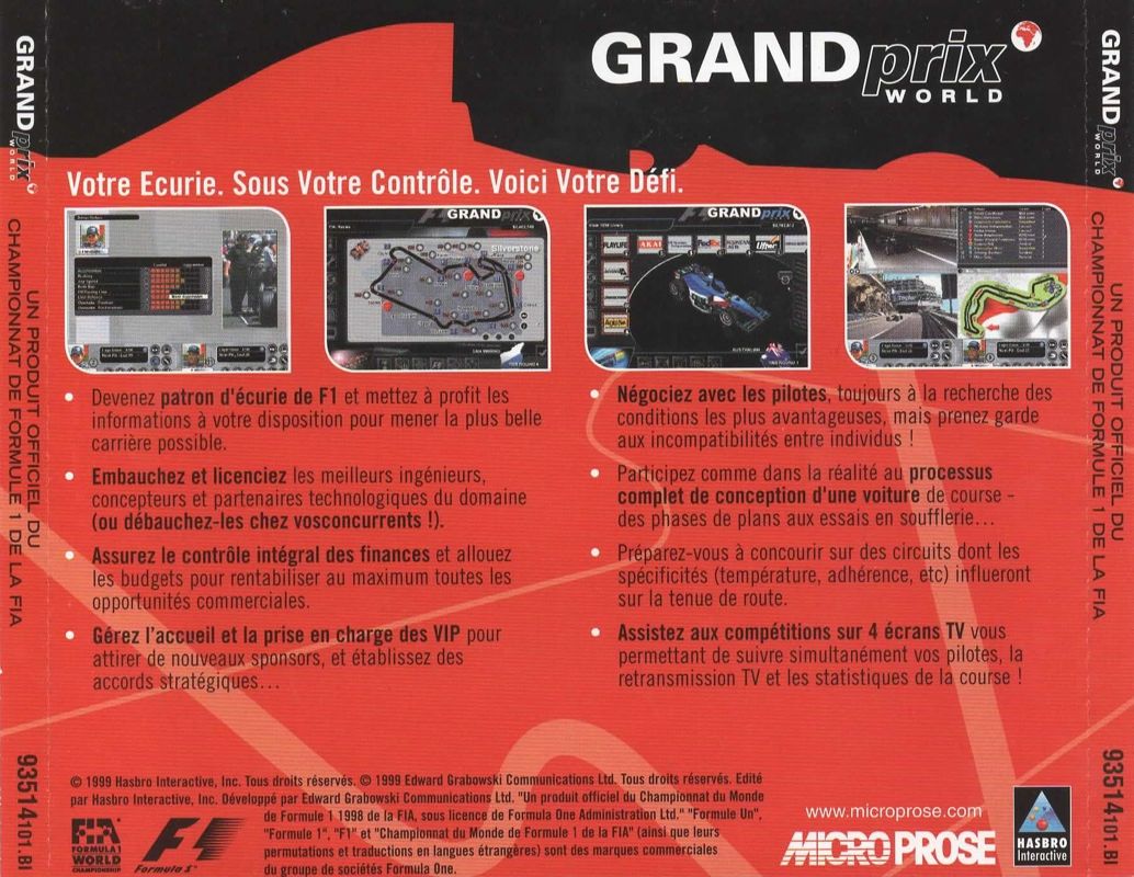 Other for Grand Prix World (Windows): Jewel Case Back - Full Cover