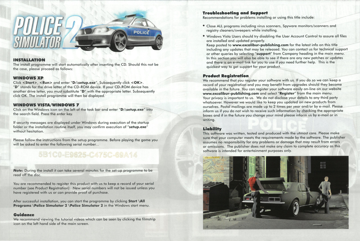 Inside Cover for Police Simulator 2: Law and Order (Windows)