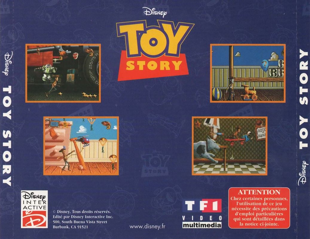 Back Cover for Disney's Toy Story (Windows) (TF1 Video Multimedia release): Full Cover