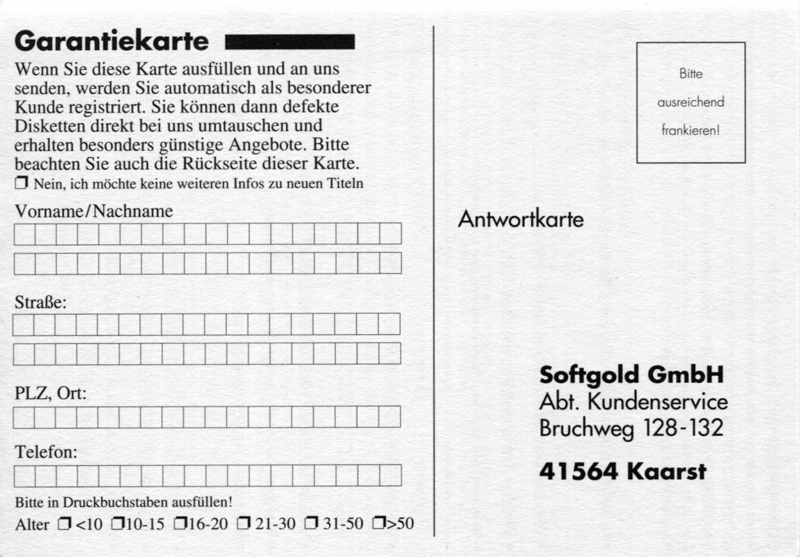 Extras for Star Wars: TIE Fighter - Collector's CD-ROM (DOS) (Re-print (without "Making Magic" CD)): Registration Card - Front