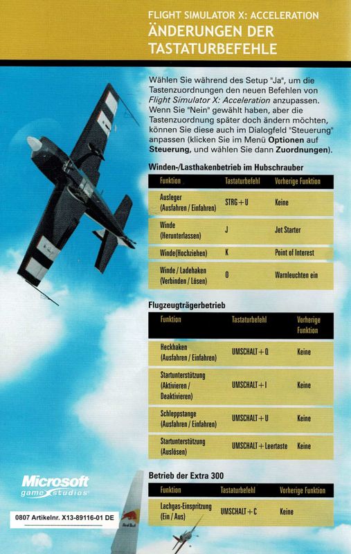 Manual for Microsoft Flight Simulator X: Gold Edition (Windows): Acceleration - Back