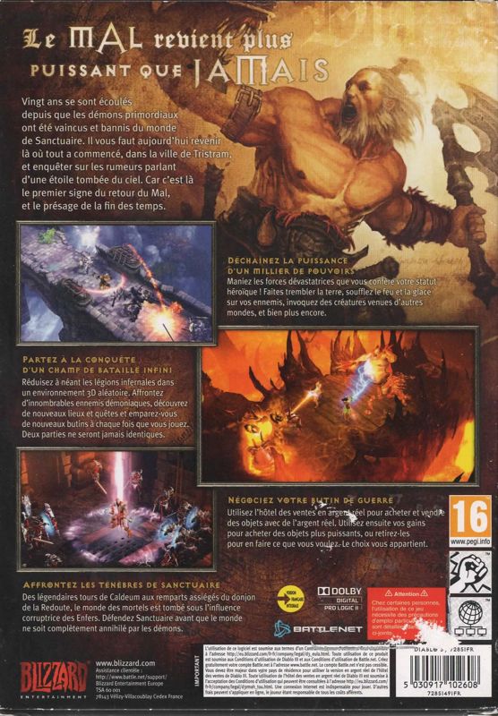 Back Cover for Diablo III (Macintosh and Windows)