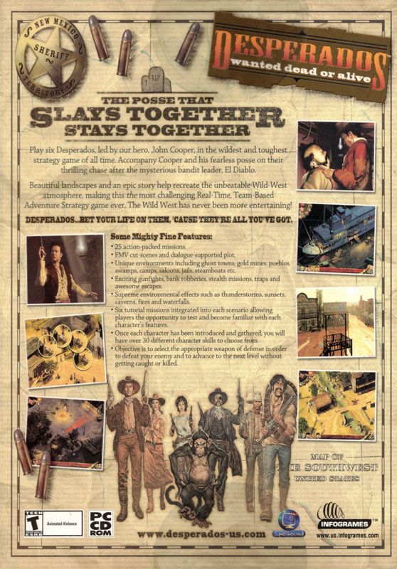 Back Cover for Desperados: Wanted Dead or Alive (Windows) (Small box)