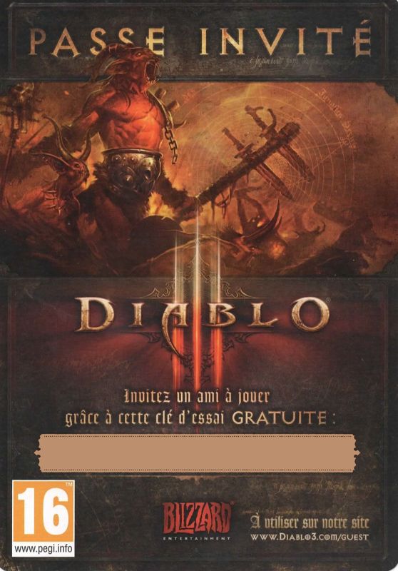 Extras for Diablo III (Macintosh and Windows): Diablo III Guest Pass - Front