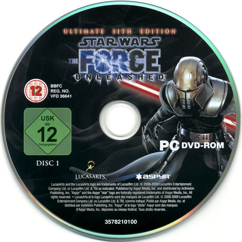 Media for Star Wars: The Force Unleashed - Ultimate Sith Edition (Windows): Disc 1