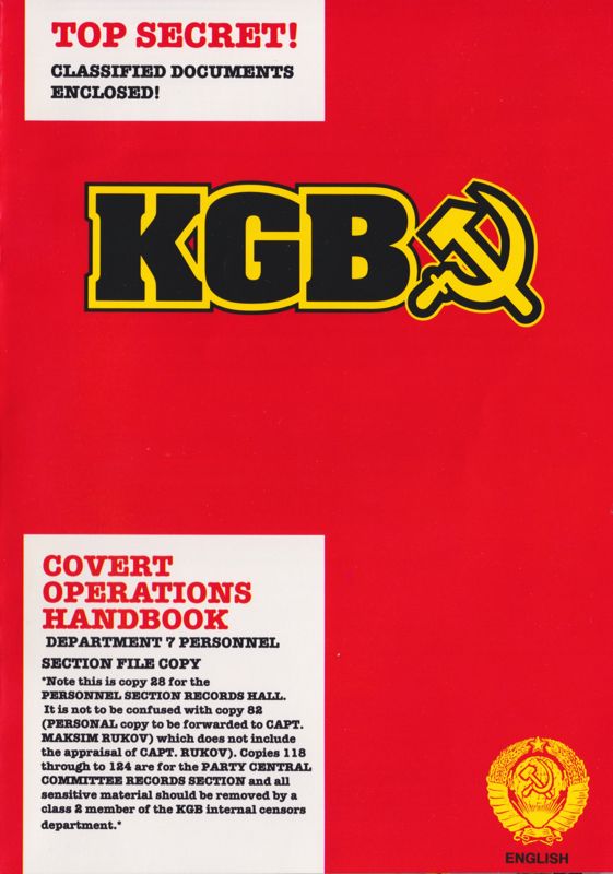 Manual for KGB (Amiga): Front