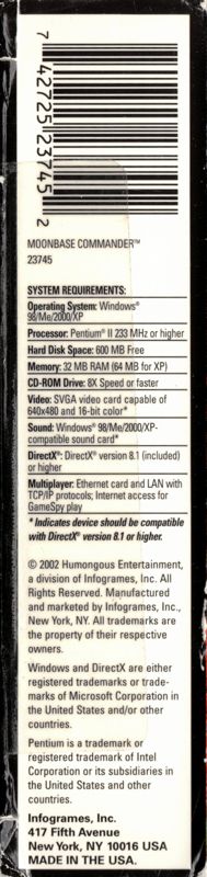 Spine/Sides for Moonbase Commander (Windows): Bottom