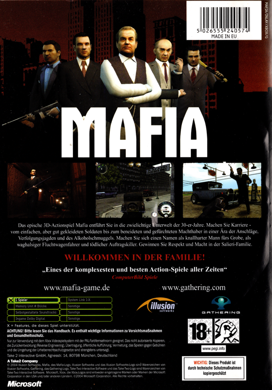 Back Cover for Mafia (Xbox)