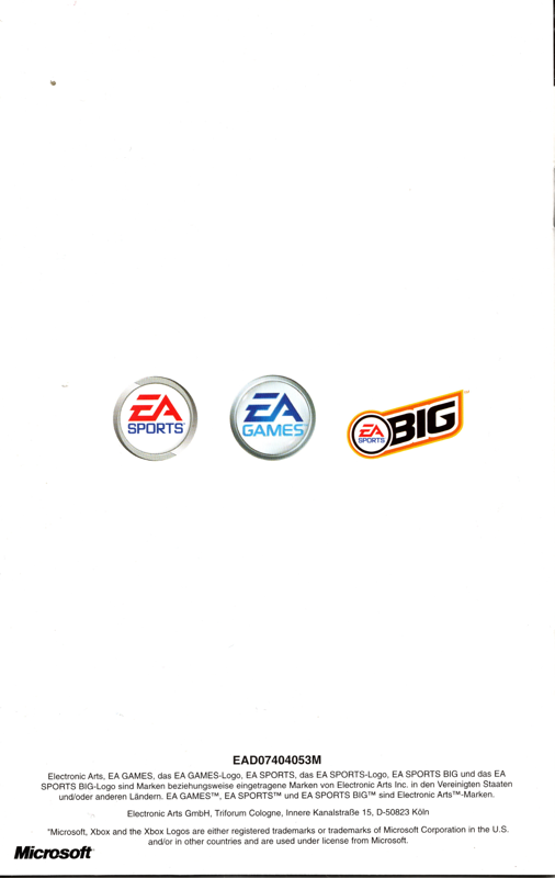 Manual for NHL 2004 (Xbox): Back