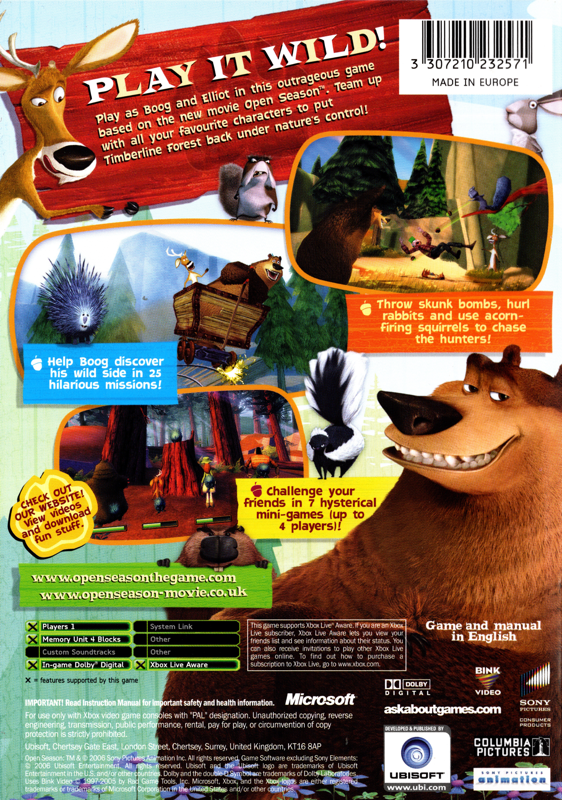 Back Cover for Open Season (Xbox)