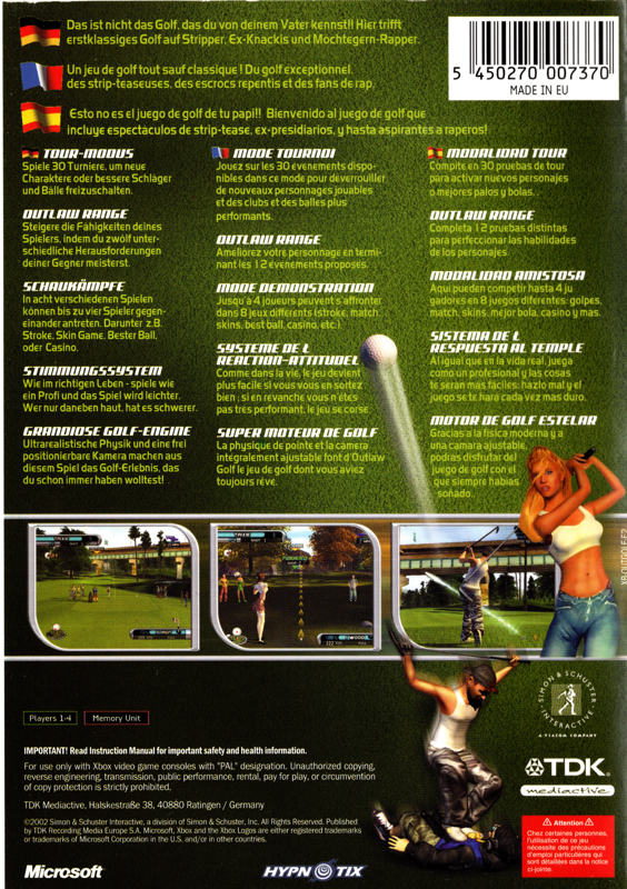 Back Cover for Outlaw Golf (Xbox)