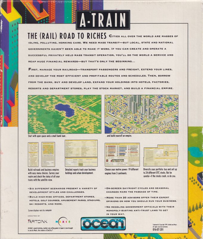 Back Cover for A-Train (Amiga)